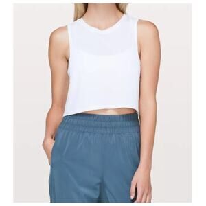 Lululemon Women's White Muscle Love Light Crop Tank Top Size 10 RARE
